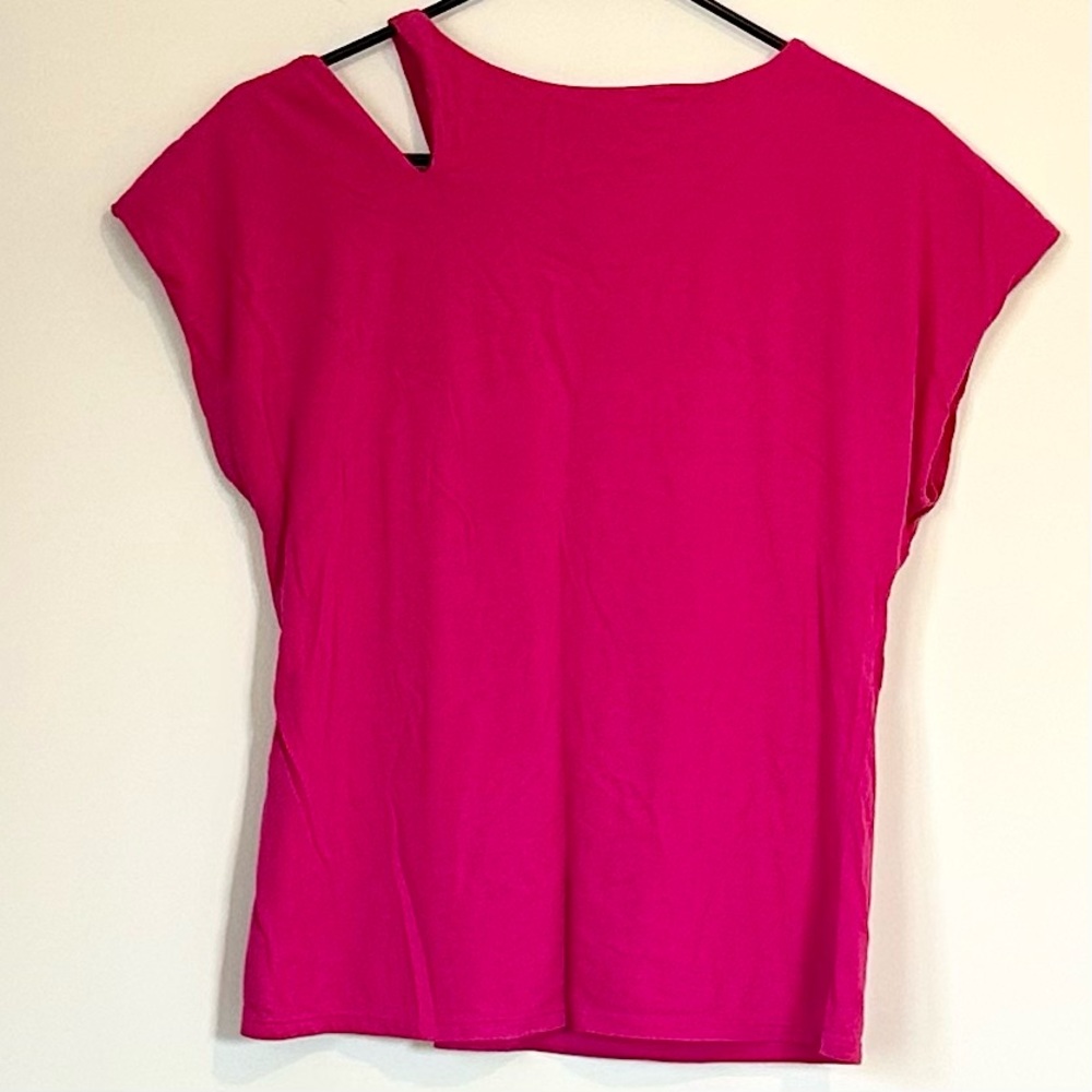 INC International Concepts Fuchsia Top with Asymmetric Cutout Neckline - Medium - Picture 6 of 6